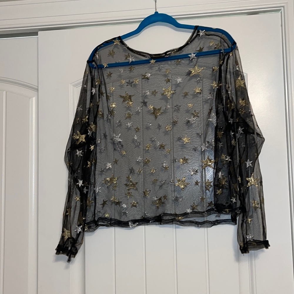 Shein Gold/Silver Stars on Mesh Top Size 1X